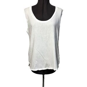 James Perse | Standard White Textured Cotton Tank, Size 3 (Large)